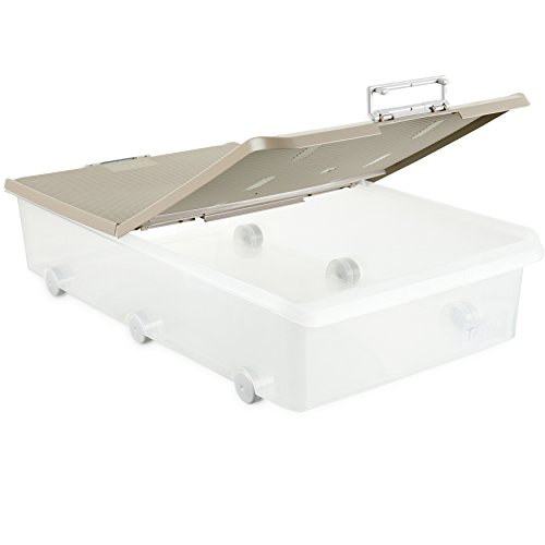 Tatay - Caja de Almacenaje Multiusos Bajo Cama con Tapa y Ruedas de 63 L de Capacidad. Plástico Polipropileno Libre de BPA. Forma Rectangular, Medidas 45 x 78 x 18 cm (L x An x Al)