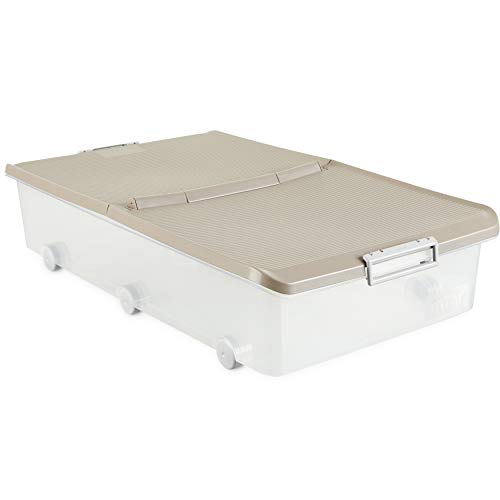 Tatay - Caja de Almacenaje Multiusos Bajo Cama con Tapa y Ruedas de 63 L de Capacidad. Plástico Polipropileno Libre de BPA. Forma Rectangular, Medidas 45 x 78 x 18 cm (L x An x Al)