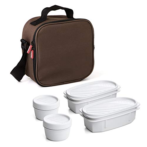 TATAY Urban Food Casual - Bolsa térmica porta alimentos con 4 tapers herméticos incluidos, 3 litros de capacidad, Marrón, 22.5 x 10 x 22 cm