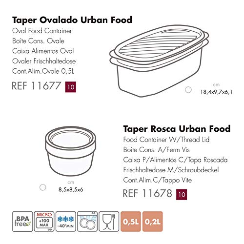 TATAY Urban Food Casual - Bolsa térmica porta alimentos con 4 tapers herméticos incluidos, 3 litros de capacidad, Marrón, 22.5 x 10 x 22 cm