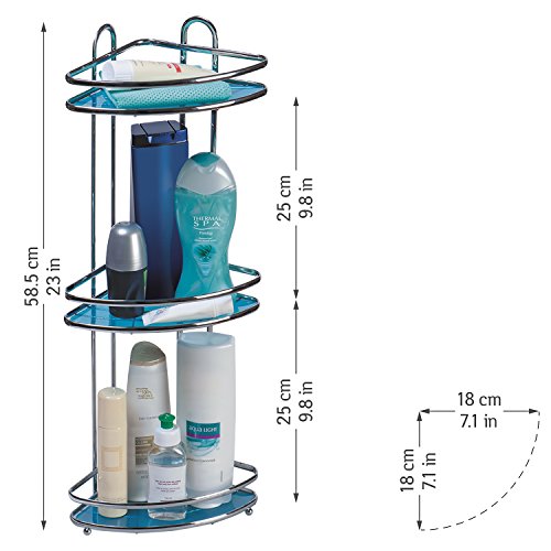 Tatkraft Kaiser - Mini Estante de Esquina Ducha Baño, 3 Niveles, Compacto, Acero, Cromado, 18X18X58.5cm