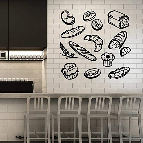 Tatuajes De Pared Panadería Productos De Panadería Postre Cocina Restaurante Decoración Vinilo Pegatina Mural 57X58Cm