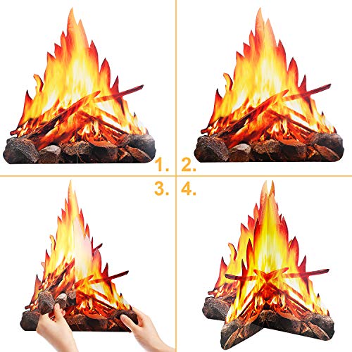 Tatuo 12 Pulgada de Alto Fuego Artificial Hoguera de Cartón Decorativa 3D Antorchas de Centro de Mesa Materiales de Fiesta para Decoración de Fiesta de Fogata, 3 Juegos