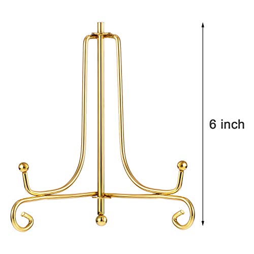 Tatuo 4 Packs de Soporte de Exposición de Hierro, Expositor de Plato Soporte de Hierro, Soporte de Foto para Decoración de Hogar (Dorado, 6 Pulgadas)