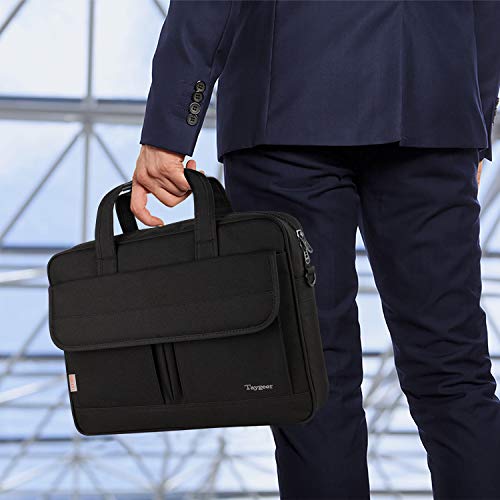 Taygeer Maletin Portatil 15 6 Pulgadas Bandolera para Ordenador Portátil Impermeable Portadocumentos Maletines y Bolsas para Portátil Regalo para Hombres Mujeres Colegio Viajar Trabajo Negocio - Negro