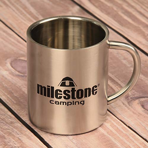 Taza de Acero Inoxidable Milestone Camping - Plata, 0,3 litros