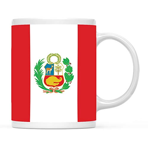 Taza de café con bandera del país de 11 oz, regalo, fiesta olímpica de Perú, copa mundial, fútbol, ​​f & uacute; tbol, ​​regalos para fanáticos del fútbol para él o para ella