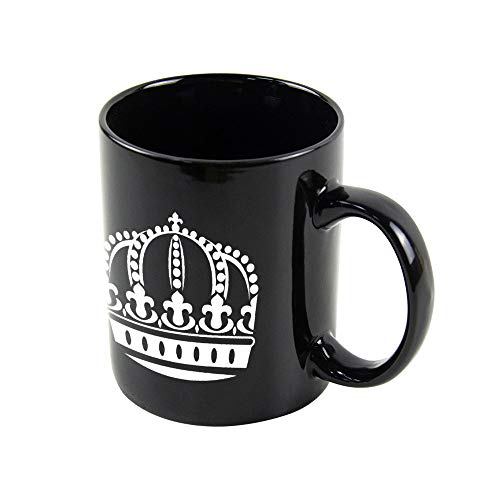 Taza de café con doble impresión de la corona King Queen Royal – Taza de cerámica con asa grande – apta para cappuccino, té, cacao, cereales, mamá, abuelo, abuelo y abuela