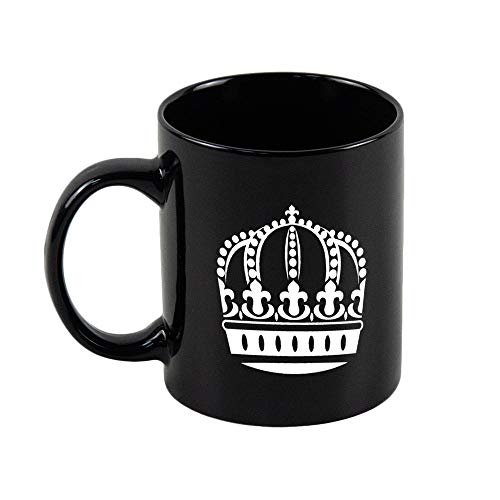 Taza de café con doble impresión de la corona King Queen Royal – Taza de cerámica con asa grande – apta para cappuccino, té, cacao, cereales, mamá, abuelo, abuelo y abuela