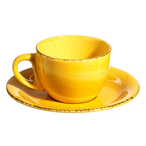 Taza de café de loza amarilla vintage para cocina Iris - LOLAhome