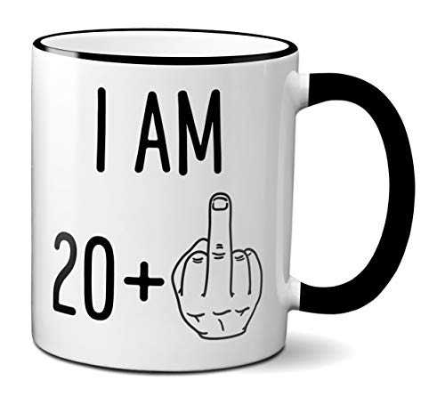 Taza de café divertida para 21 cumpleaños, 21 años, 21 años, 21 años, 21 años, 21 años de edad, 20 dedos