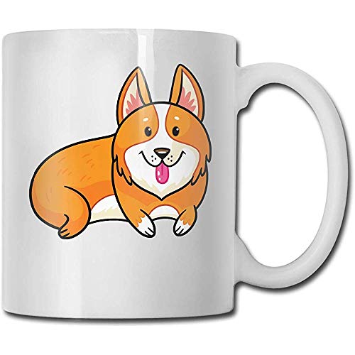 Taza linda de la taza de cerámica de Corgi Tazas de café personalizadas Taza de viaje de cerámica Taza de té 330ml (Blanco)