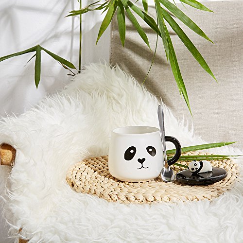 Tazas de cerámica para regalar, diseño de oso panda en 3D, regalo de cumpleaños, Navidad, taza con tapa y cucharilla de café o té para amigos especiales, tu madre, niños