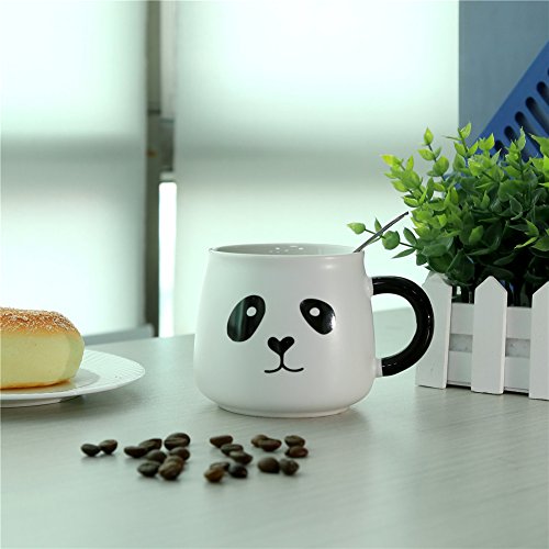 Tazas de cerámica para regalar, diseño de oso panda en 3D, regalo de cumpleaños, Navidad, taza con tapa y cucharilla de café o té para amigos especiales, tu madre, niños