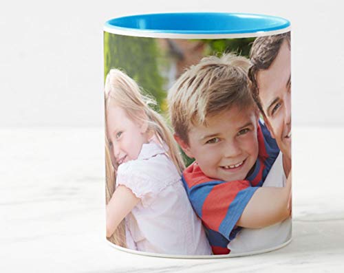 Tazas Personalizadas con el Interior y asa de Color | Diséñalas con Fotos y Texto | Tazas Color: Azul Celeste