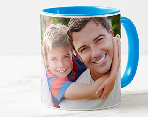 Tazas Personalizadas con el Interior y asa de Color | Diséñalas con Fotos y Texto | Tazas Color: Azul Celeste