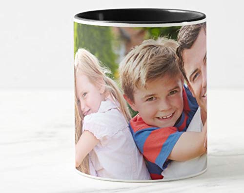 Tazas Personalizadas con el Interior y asa de Color | Diséñalas con Fotos y Texto | Tazas Color: Negro