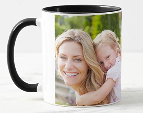 Tazas Personalizadas con el Interior y asa de Color | Diséñalas con Fotos y Texto | Tazas Color: Negro