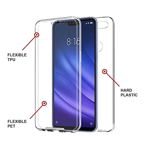 TBOC Funda para Xiaomi Mi 8 Lite - Mi8 Lite [6.26"] - Carcasa [Transparente] Completa [Silicona TPU] Doble Cara [360 Grados] Protección Integral Total Delantera Trasera Lateral Móvil Resistente Golpes