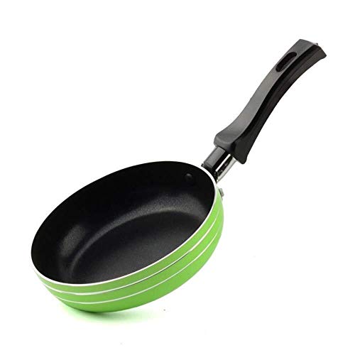 Tdgdd Antiadherente Sartén Olla De Cocción Elegante Bandeja De Aluminio Bistec Frito Tortilla Quema Pan, Estufa De Gas Freír Cocina Bandeja Universal 14CM (Color : Green)