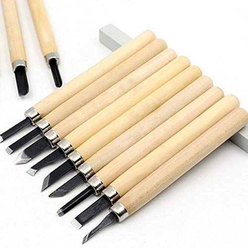 Teabelle 12Pcs Juego de cinceles para tallar con afilador Manual para carpintería, Cuchillo de Grabado en Madera, Juego de cinceles, Juego de Herramientas de cincel Manual para Bricolaje