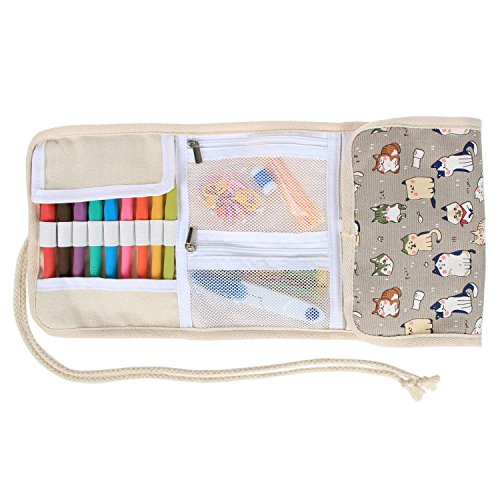 Teamoy Organizador de la Caja de la Lona para los Ganchos de Ganchillo Crocheting Needles Bag-Cartoon Cats(Sin Accesorios incluidos)