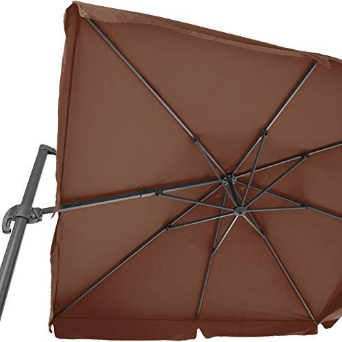 TecTake 800661 - Parasol Excéntrico, Sombrilla de Jardín, Aluminio, Protección Solar UV 50+, 3x3 m (Marrón | No.402993)