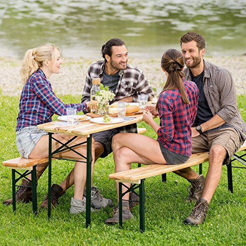 TecTake Conjunto de mesa y bancos de jardín y sillas de terraza muebles cervecería - varios modelos- (Tipo 1 | no. 400871)