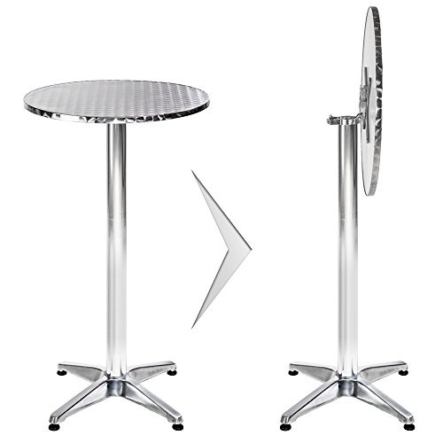 TecTake Mesa de bar bistró de aluminio altura ajustable 74 o 114 cm plegable - Diámetro de la pata: 6,5 cm - 8,6 kg - varios modelos - ("Alexander" plegable | No. 401491)