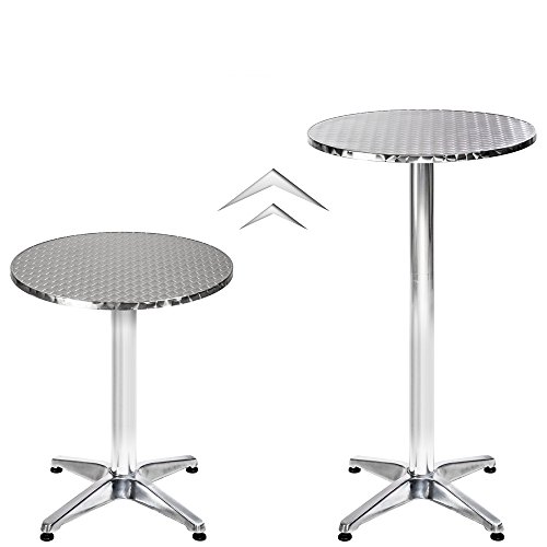 TecTake Mesa de bar bistró de aluminio altura ajustable 74 o 114 cm plegable - Diámetro de la pata: 6,5 cm - 8,6 kg - varios modelos - ("Alexander" plegable | No. 401491)