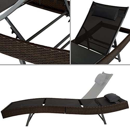 TecTake Tumbona chaise longue de poli ratán tumbona de jardín silla de terraza - disponible en diferentes colores - (Mixed marrón | no. 402056)