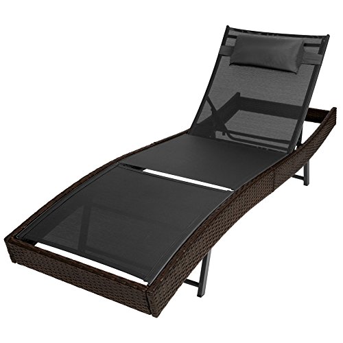 TecTake Tumbona chaise longue de poli ratán tumbona de jardín silla de terraza - disponible en diferentes colores - (Mixed marrón | no. 402056)