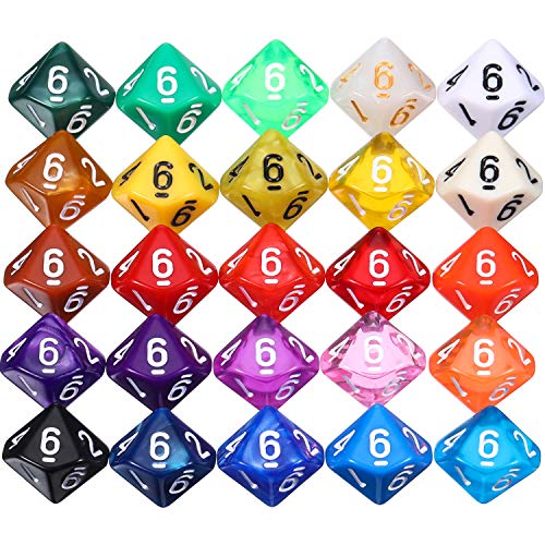 TecUnite Conjunto de Dados Poliédricos de 25 Piezas con Bolsa Negra para DND RPG MTG y Otros Juegos de Mesa con Surtiddo de Multicolor al Azar (D10)