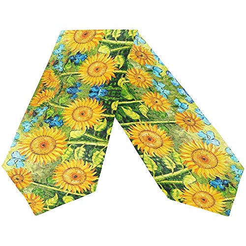 Tedtte Camino de Mesa Girasol Decoración Acuarela Arte Dulce Púrpura Niño Amarillo Azul 33 x 229 cm Largo para Boda Fiesta Decoración para el hogar de Vacaciones