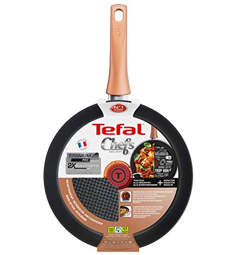 Tefal Chef's Delight G11704 - Cacerola (Alrededor, Sartén Multiuso, Negro, Naranja, Titanium Pro, 175 °C, Aluminio)