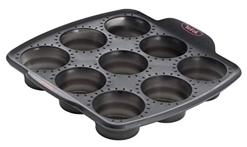 Tefal Crispybake J4174714 Molde Muffins 30x11 cm, forma rectangular desmontable y con gran fondo, revestimiento antiadherente, fácil desmonte, de acero al carbono, con grosor 3/10, Steel