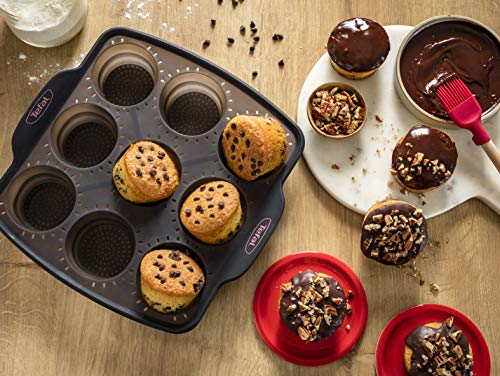 Tefal Crispybake J4174714 Molde Muffins 30x11 cm, forma rectangular desmontable y con gran fondo, revestimiento antiadherente, fácil desmonte, de acero al carbono, con grosor 3/10, Steel