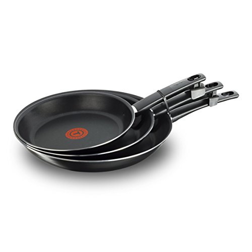 Tefal First Cook - Juego de 3 sartenes 18/22/26 cm, color negro