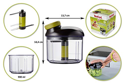 Tefal K13204 Negro, Verde, Transparente picadora Manual de Alimentos - Picadoras manuales de Alimentos (Negro, Verde, Transparente, Acero Inoxidable, 0,9 L, China, 144 mm, 13,7 cm)