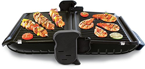 Tefal Minute Grill GC2050 Parilla Eléctrica, 1600 W, Acero Inoxidable, Negro/Plateado