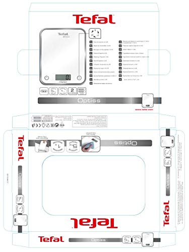Tefal Optiss Cake Pops BC5121 Báscula de cocina, extraplana, función tara, vidrio templado y pilas incluidas