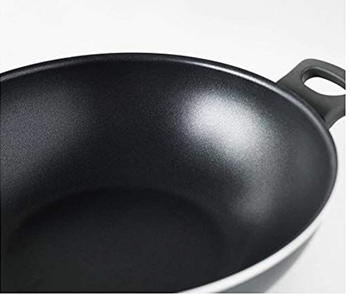 Teflon - Wok con tapa (diámetro 28 cm, altura 8 cm, con revestimiento antiadherente), color gris