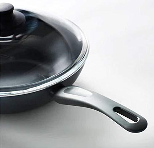 Teflon - Wok con tapa (diámetro 28 cm, altura 8 cm, con revestimiento antiadherente), color gris