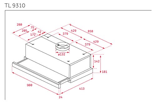 Teka TL 9310 Telescópica o extraplana Acero inoxidable 332m³/h E - Campana (332 m³/h, Canalizado/Recirculación, F, g, D, 56 dB)