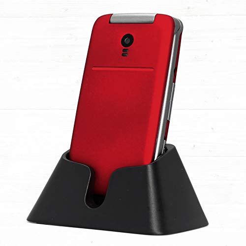 Teléfono Móvil para Personas Mayores Teclas Grandes con Tapa Pantalla de 2,4 Pulgadas Tecla de Emergencia Botón SOS Cámara Fácil de Usar para Ancianos y Base cargadora, Artfone Flip CF241A, Rojo