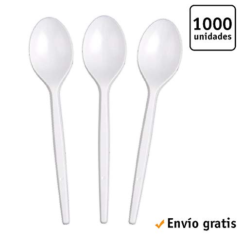 TELEVASO - 1000 uds - Cucharilla desechable para café - Cuchara de plástico desechable y reciclable - Ideal para Bebidas Calientes como café, té, Leche, infusiones