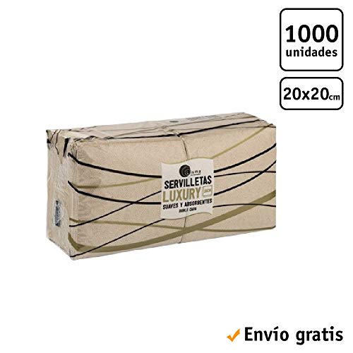 TELEVASO - 1000 uds - Servilletas de papel 20 x 20 cm cocktail color kraft - Acabado punta a punta doble capa - Desechables y reciclables - Ideal para restaurantes, bares, eventos