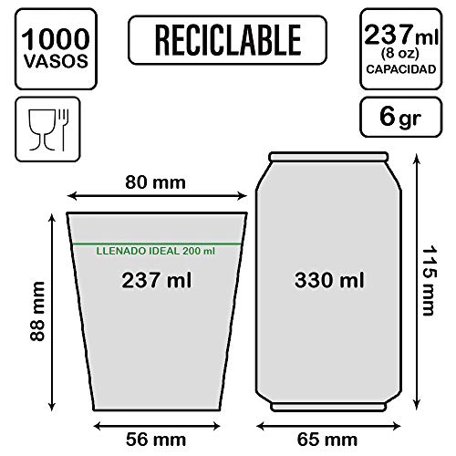 TELEVASO - 1000 uds - Vaso de cartón para café Vending - Capacidad de 237 ml (8 oz) - Desechables y reciclables - Ideal para Bebidas Calientes como café, té, Leche, infusiones