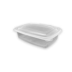 TELEVASO - 400 uds - Envase para Comida con Tapa bisagra Oval - Capacidad 750 ml - Polipropileno (PP) Transparente - Contenedores Desechables con Tapa, Apto para microondas