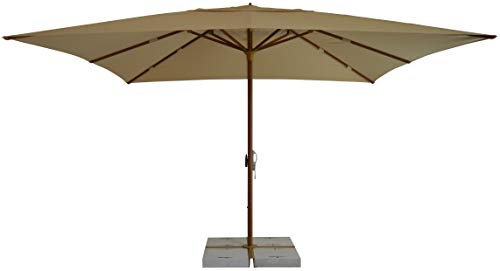 Tempo Style Brera - Paraguas para exteriores, 4 x 4 m, luces LED, sombrilla de jardín profesional de aluminio, parasol de exterior, paraguas de estacionamiento de playa, Legno Noce - Ecrù + LED